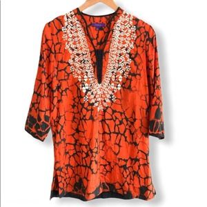 Indikka Red and Navy Tunic Size Small